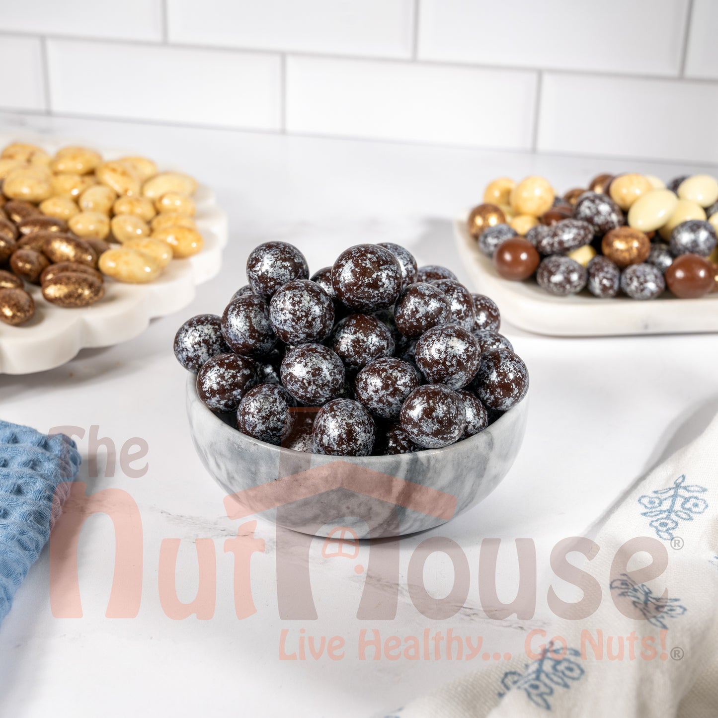 Pearly Silver Dark Chocolate Coated Hazelnuts