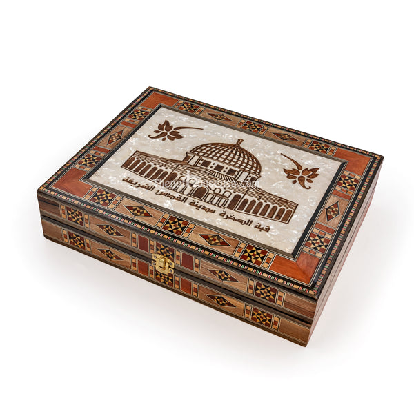 AL AQSA HANDCRAFTED SYRIAN WOODEN, MOSAIC BOX (0400)