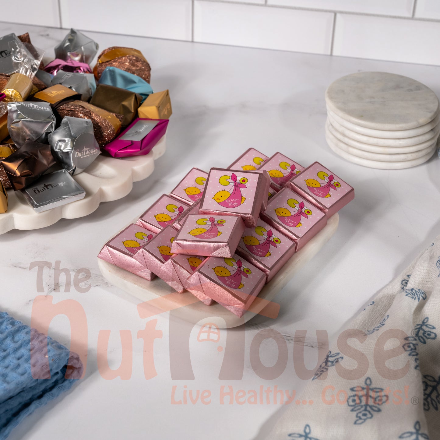 Welcome Baby Girl Chocolate Crushed Nuts & Hazelnut Cream