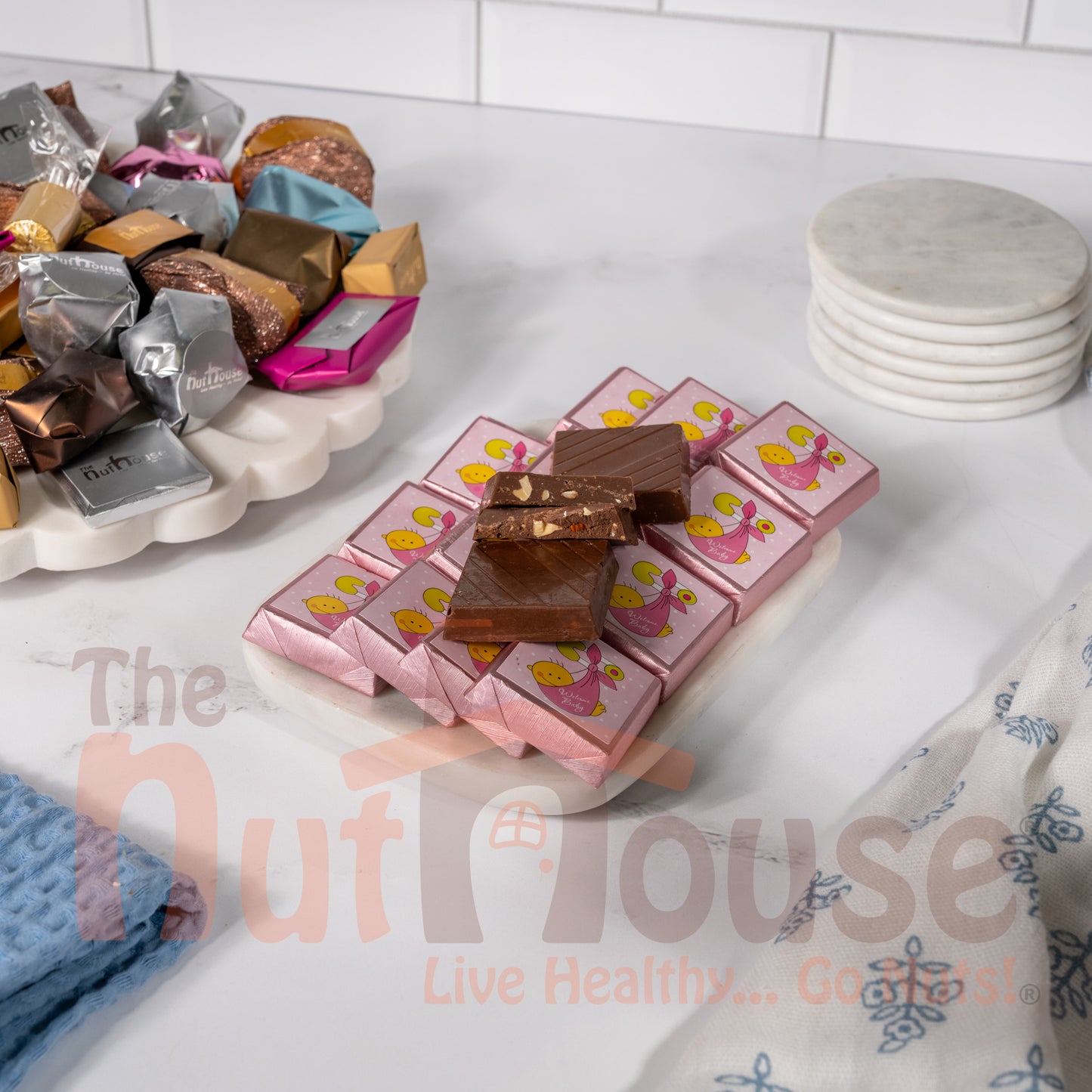 Welcome Baby Girl Chocolate Crushed Nuts & Hazelnut Cream