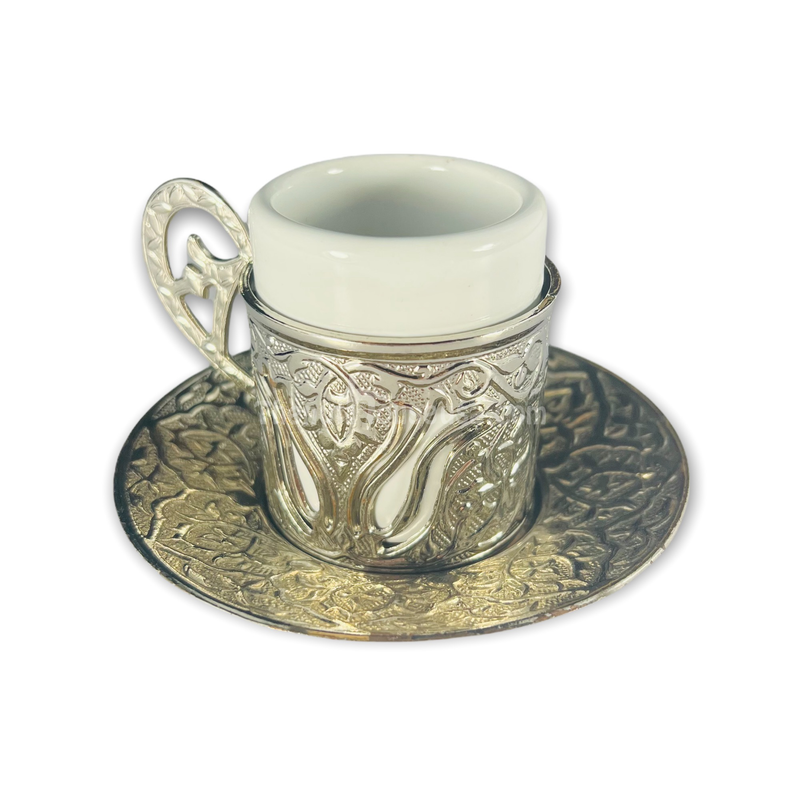 Silver Turkish Coffee set 2pc 24053