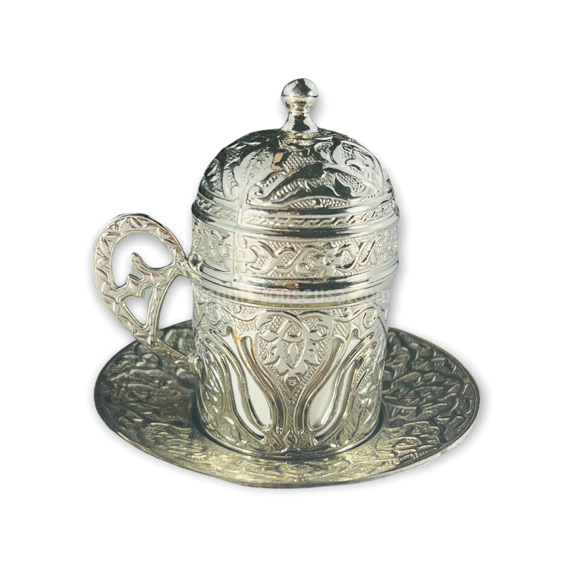 Silver Turkish Coffee set 2pc 24053